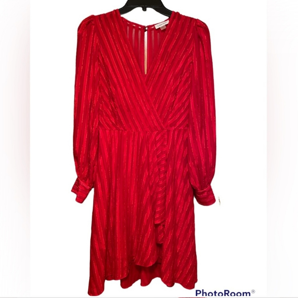 Ribbon Faux Wrap Dress by Calvin Klein
